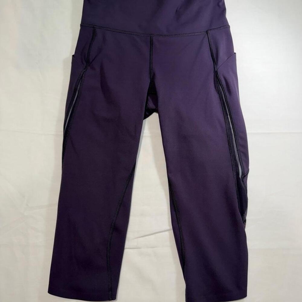 Lululemon Leggings Womens 6 Purple Tight Stuff Crop Mesh Pocket Run Capri